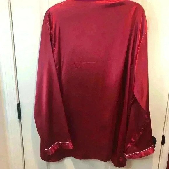 Lonxu Women’s XL Silky Satin Wine Pajama Set Button Front L/S - Picture 5 of 9